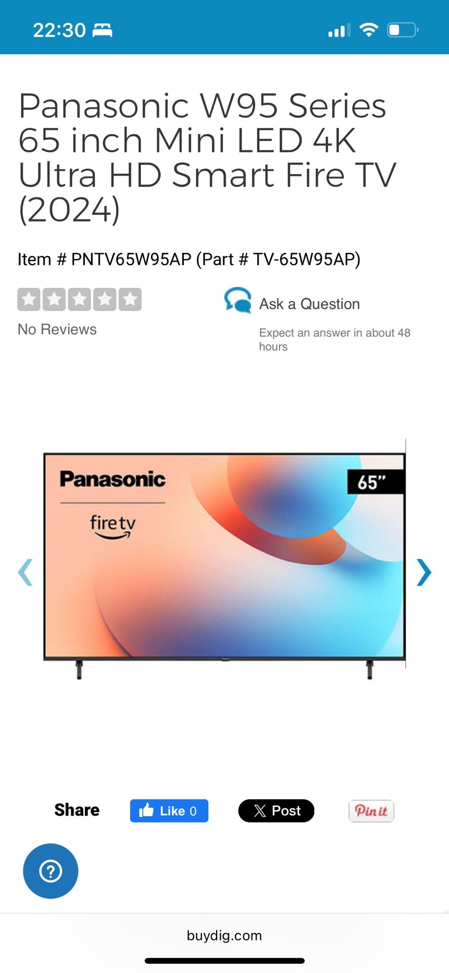 Panasonic W95A 65-inch Mini LED TV 4k 144Hz.