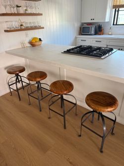 Solid wood and iron stools