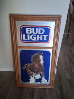 Vintage Bud Light Clydesdale Mirrored Bar Sign