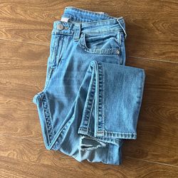 True Religion Med Wash Jennie Curvy Mid Rise Skinny Destroy Denim Jeans Size 30