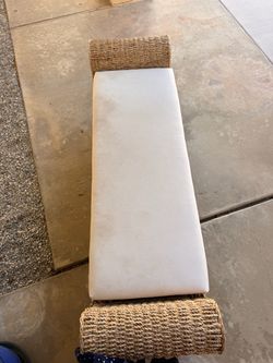 Woven Seagrass Storage Bench with Cushion