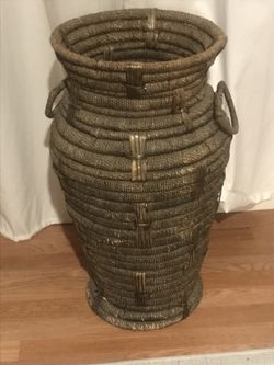 Tall Decorative Woven Wicker Basket