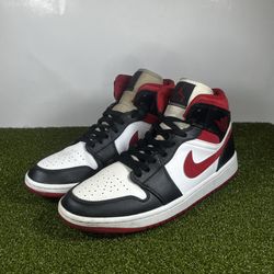 Nike Air Jordan 1 Mid Gym Red White Black 554724-122 Mens Size 10