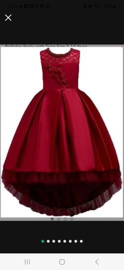 Girls Red Burgundy High Low Dress With Lining Size 7/8