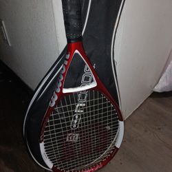 ( WILSON ) RED TENNIS RACKET W BAG/CASE/ CARRIER SIZE(4 1/2 )