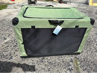 36" Soft Portable Dog Crate – Patented Spiral Sturdy Frame, Collapsible Travel Kennel for Medium & Large Dogs, 3 Mesh Door, Lockable Zippers, Indoor &