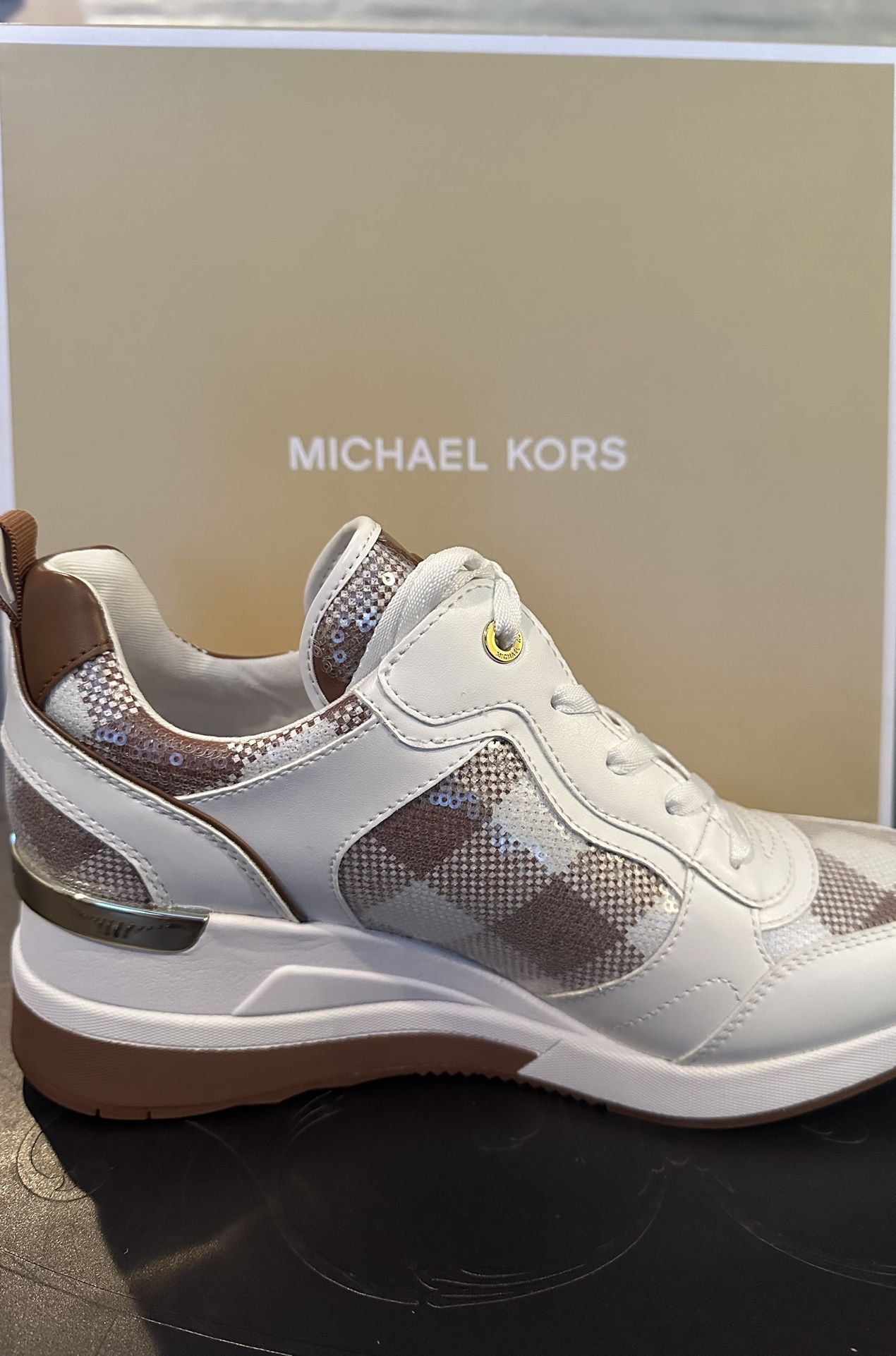 New Michael Kors Sneakers Gingham Design With Sequins