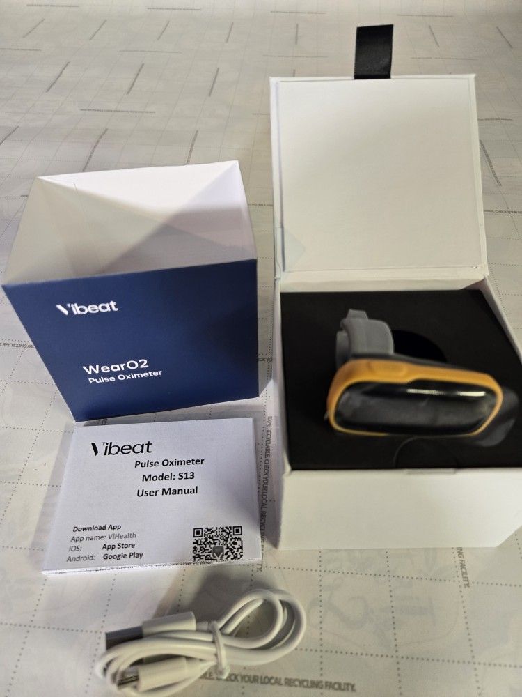 New Rechargeable Vibeat WearO2 Pulse Oximeter