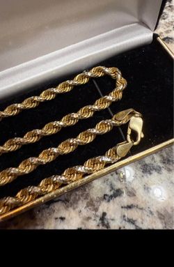 Diamond-Cut Rope Chain Necklace Solid 10k Weight 53.4g