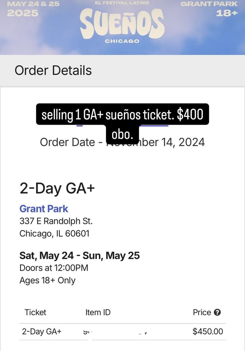 SUENOS GA PLUS TICKET AND WRISTBAND