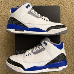 Size 8 (Pre owned, with original box) - Air Jordan 3 retro racer blue 