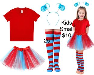 Thing 1 or Thing 2 Dr Seuss Small Girls Tutu Costume Halloween