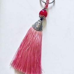 Pink Long Tassel Keychain For Car, Office Or Home Keys, New