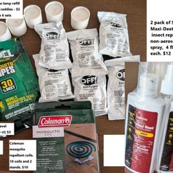 Bug mosquito repellant lamp candle diffuser refills, camping coils, travel insect wipes, Spray 