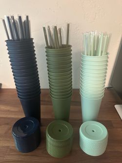Plastic Tumbler Cup with Lids and Straws