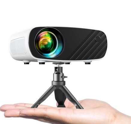 Projector for iPhone, ELEPHAS 2024 Upgraded 1080P HD Projector, 8000L Portable Projector with Tripod, Movie Projector Compatible with Android/iOS/Wind