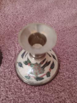 Ceramic Candleholder with Holly Design