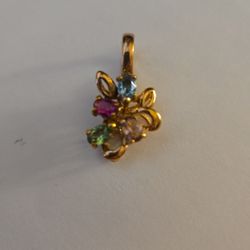 Gold Plated Pendant And 4 Stones