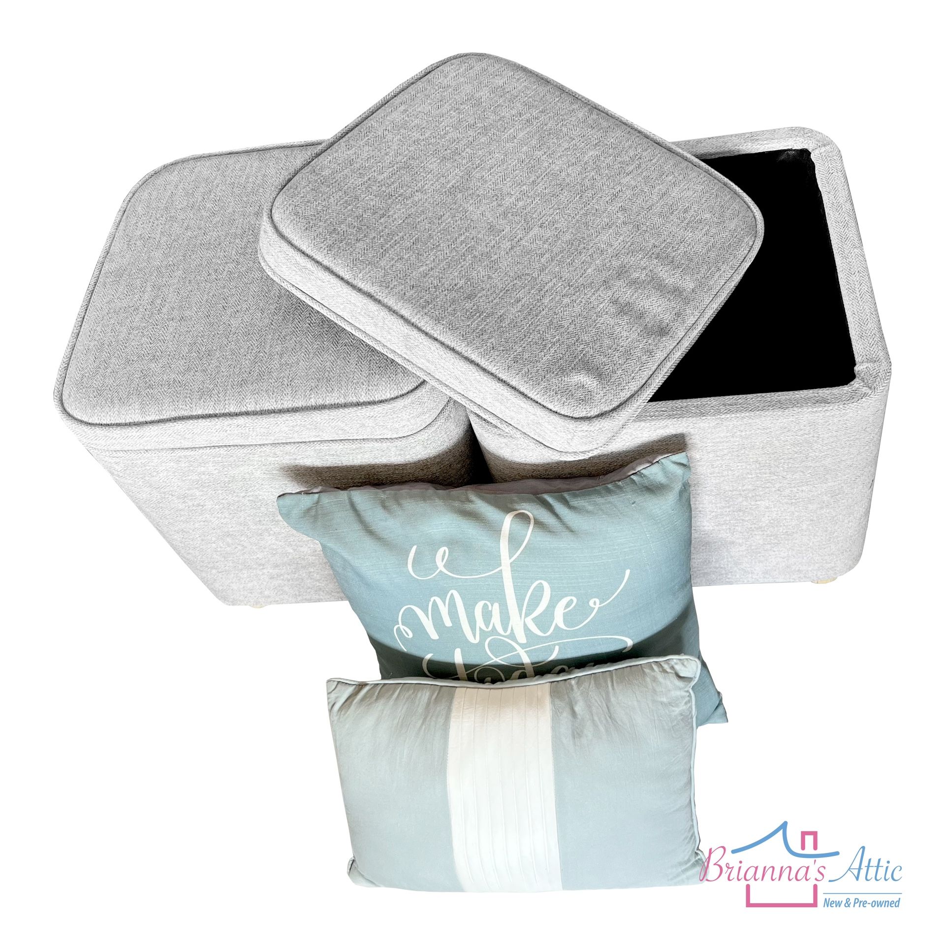 Storage stool Ottoman Single seat Removable Lid Gray color 17X17X18