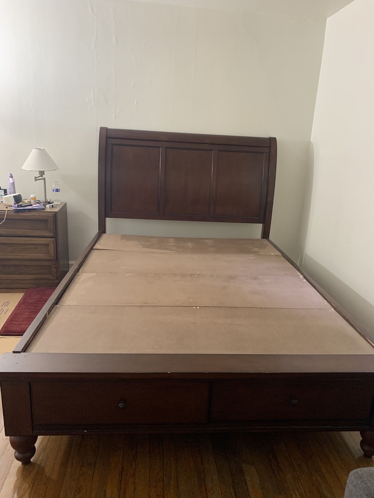 Solid Oak Wood Queen Size Bed Frame
