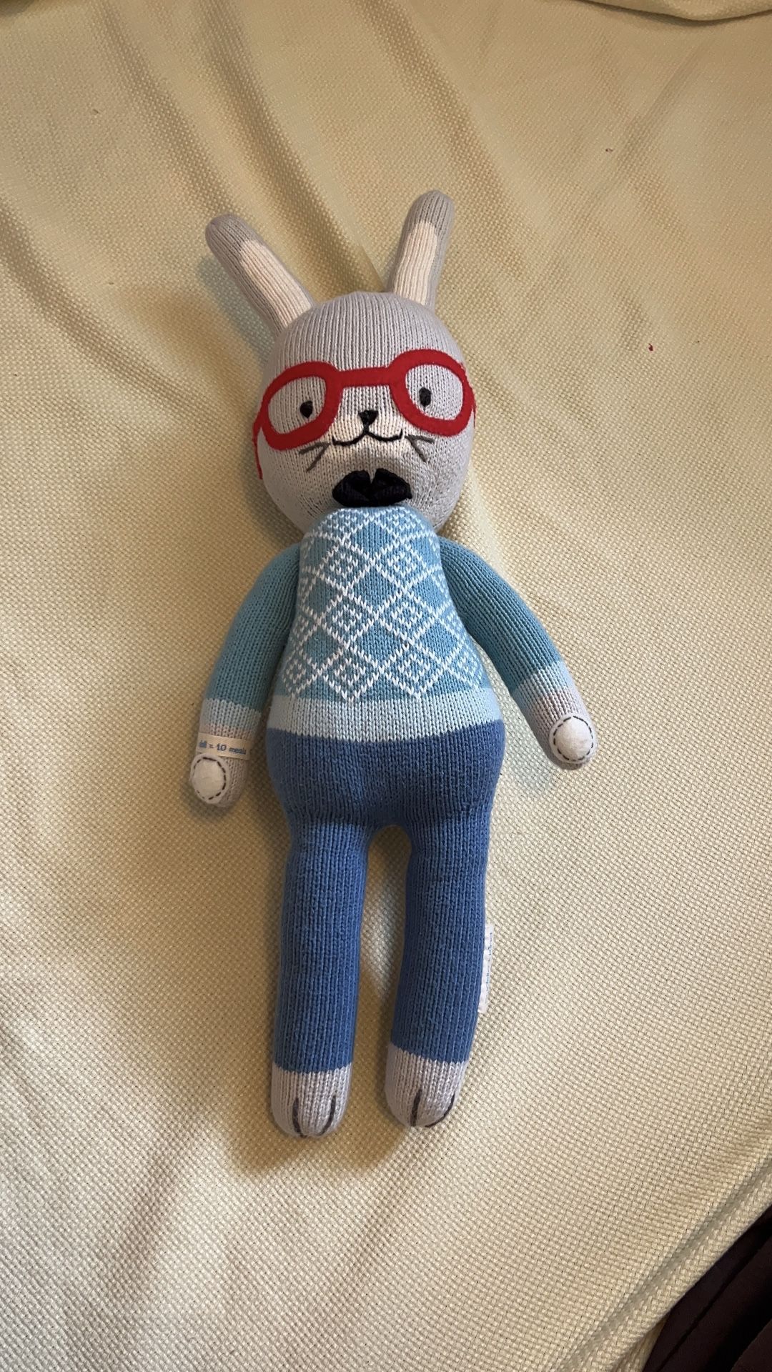 Cuddle + Kind Benedict Boy Bunny Rabbit Red Glasses Knit Plush Stuffie