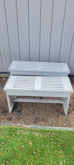 Two wood benches