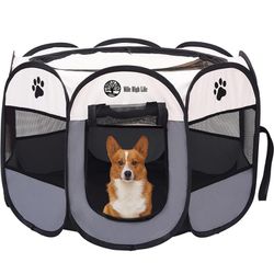 Mile High Life | Portable Cat Dog Crate | Foldable Dog Case Tent I
Collapsible Travel Crate | Water Resistant Shade Cover I for
Dogs/Cats/Rabbit (Gray Thumbnail
