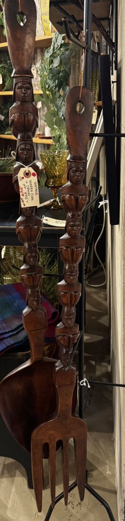 Vintage Wooden Fork And Spoon Set