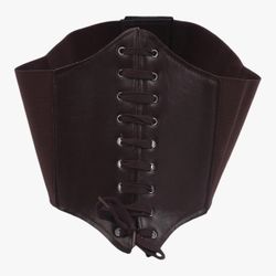 Brown Corset Waist Belt for Women Pu Leather Slimming Body Waistband Elastic Waist Belts