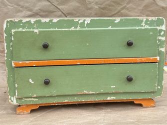 antique european handmade small pedestal tabletop chest of drawers