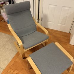 POÄNG Rocking chair, birch veneer with ottoman 