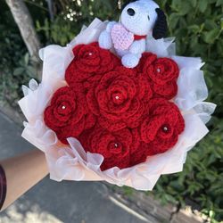 Crochet rose bouquet