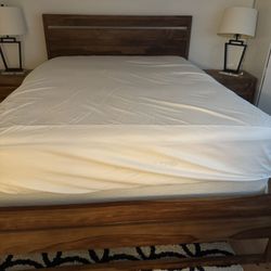 West Elm Queen Bed And 2 Nightstands. Lamps And Desk