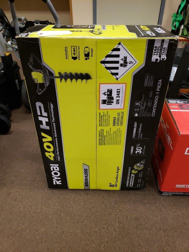 NEW Ryobi 8" 40 Volt Cordless Auger RY40710