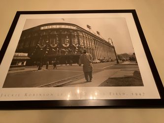 Jackie Robinson Leaving Ebbets Field 1947 Framed Print