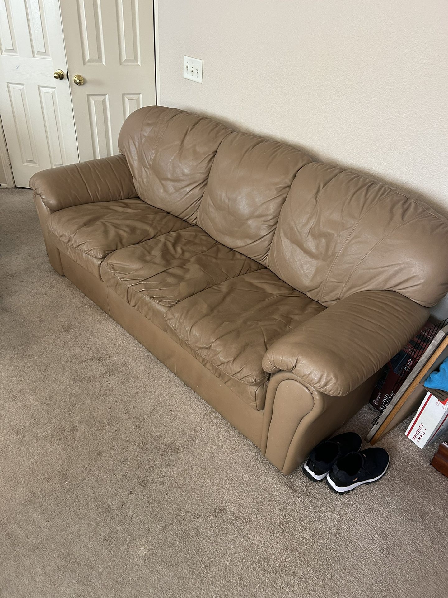 Leather Couch, Chair And Ottoman