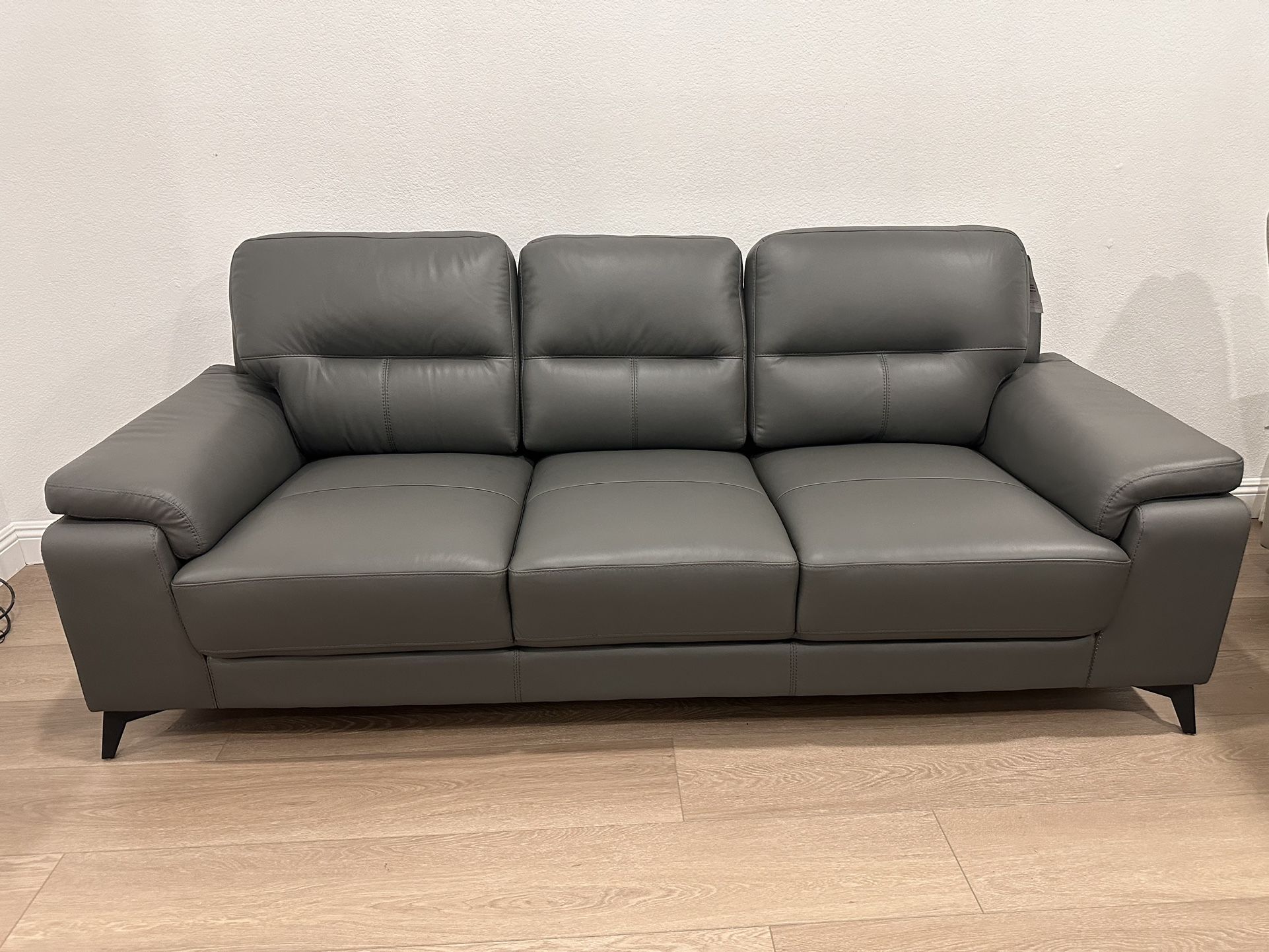 Brand New Genuine Leather Mischa Dark Gray Sofa by Homelegance 