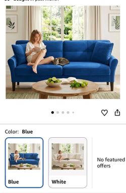 Blue velvet loveseat sofa