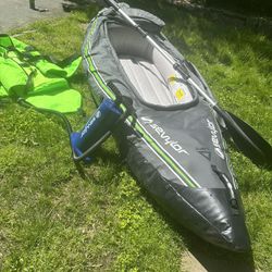 QuikPak inflatable Kayak With pump, Backpack And Paddle!