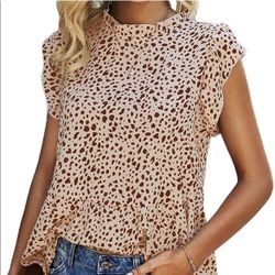 Kirundo Brown & Beige Leopard Tunic Top - Size Large