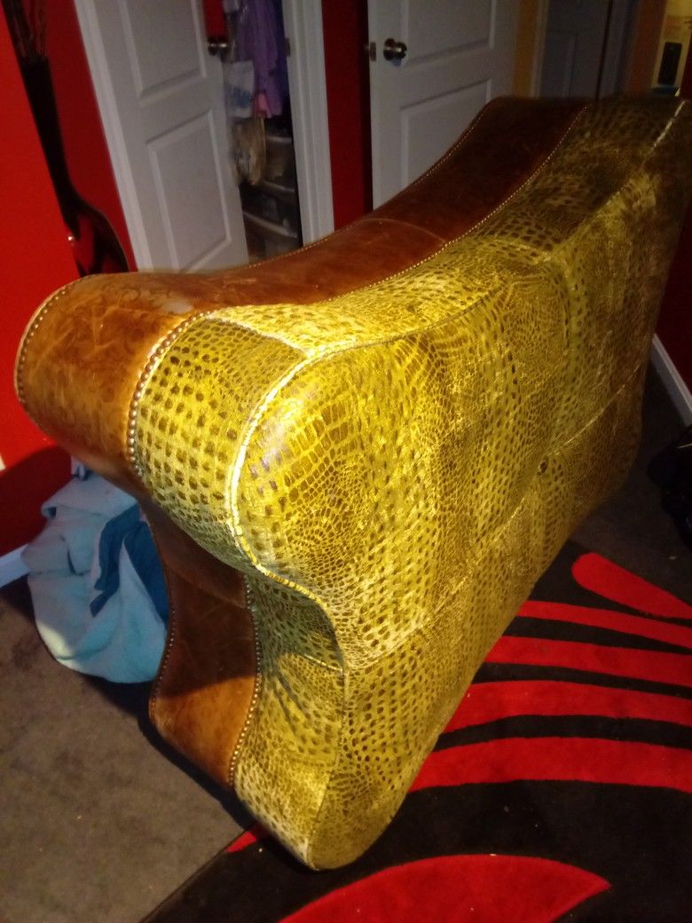 Ottoman -Leather/Alligator Print , Hancock&Moore