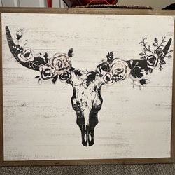 Home Decor floral cow skull