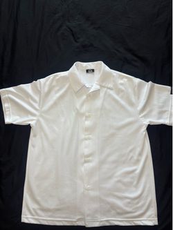 Solo Men's Size M White Textured Knit Short Sleeve Button-Up Shirt