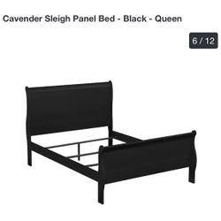 Black sleigh panel Headboard & Footboard- Queen 