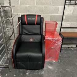 Game Chair  Or Man Cave With Red Accessories 
