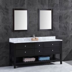 Elegante 59” Bathroom Vanity – Double Sink, Black Finish, Marble Top