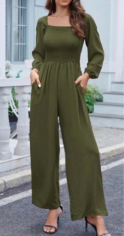 Army green, long sleeve jumpsuit