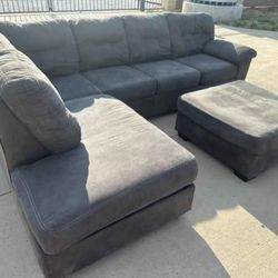 Sectional Sofa Couch & Ottoman Gray