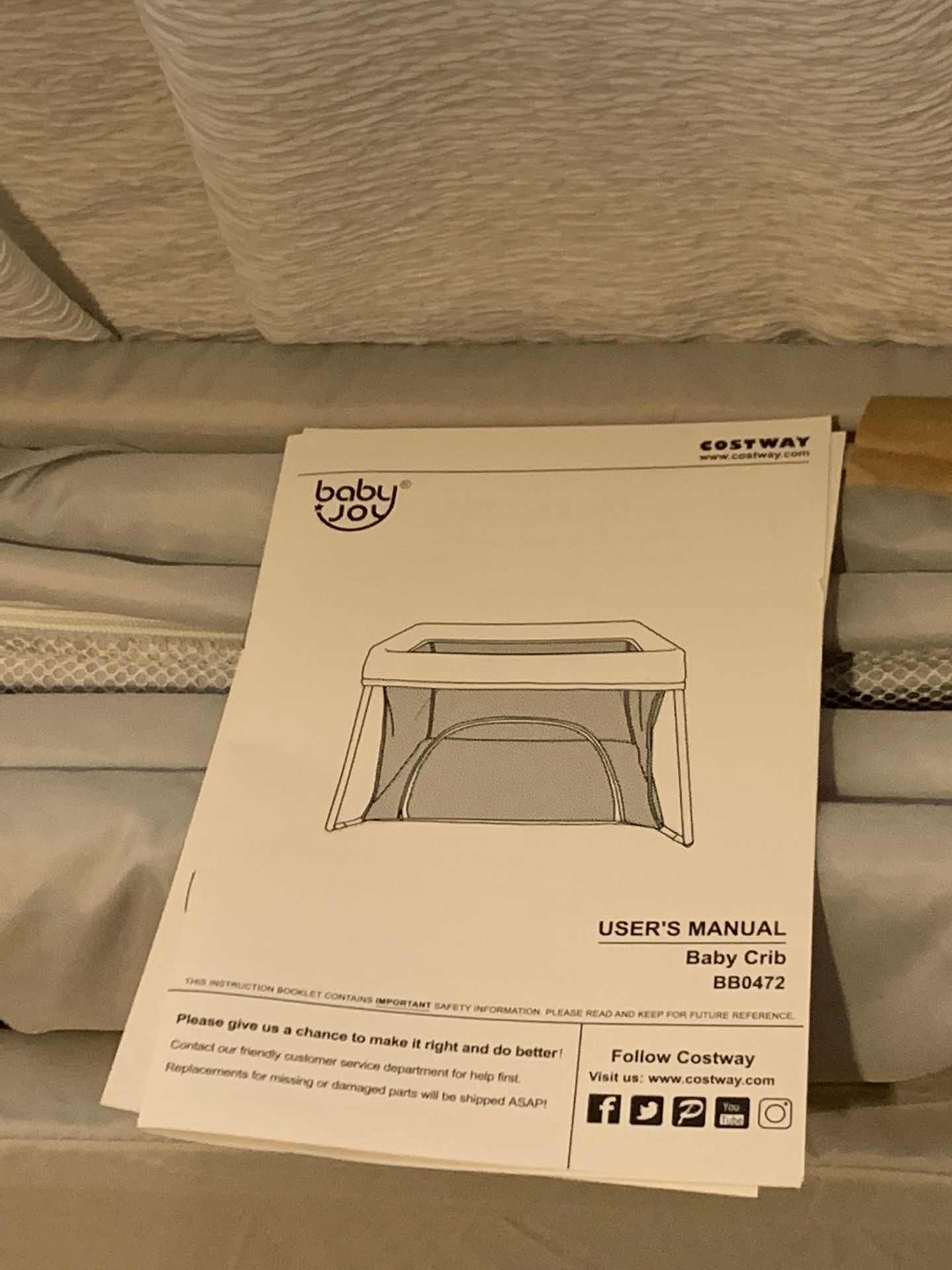 Lightweight Foldable Baby Playpen with Carry Bag main image 3