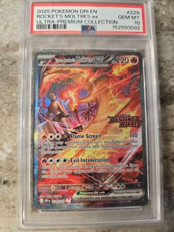 2025 POKEMON DRI DESTINED RIVALS TEAM ROCKET'S MOLTRES ex Stamped PROMO PSA 10